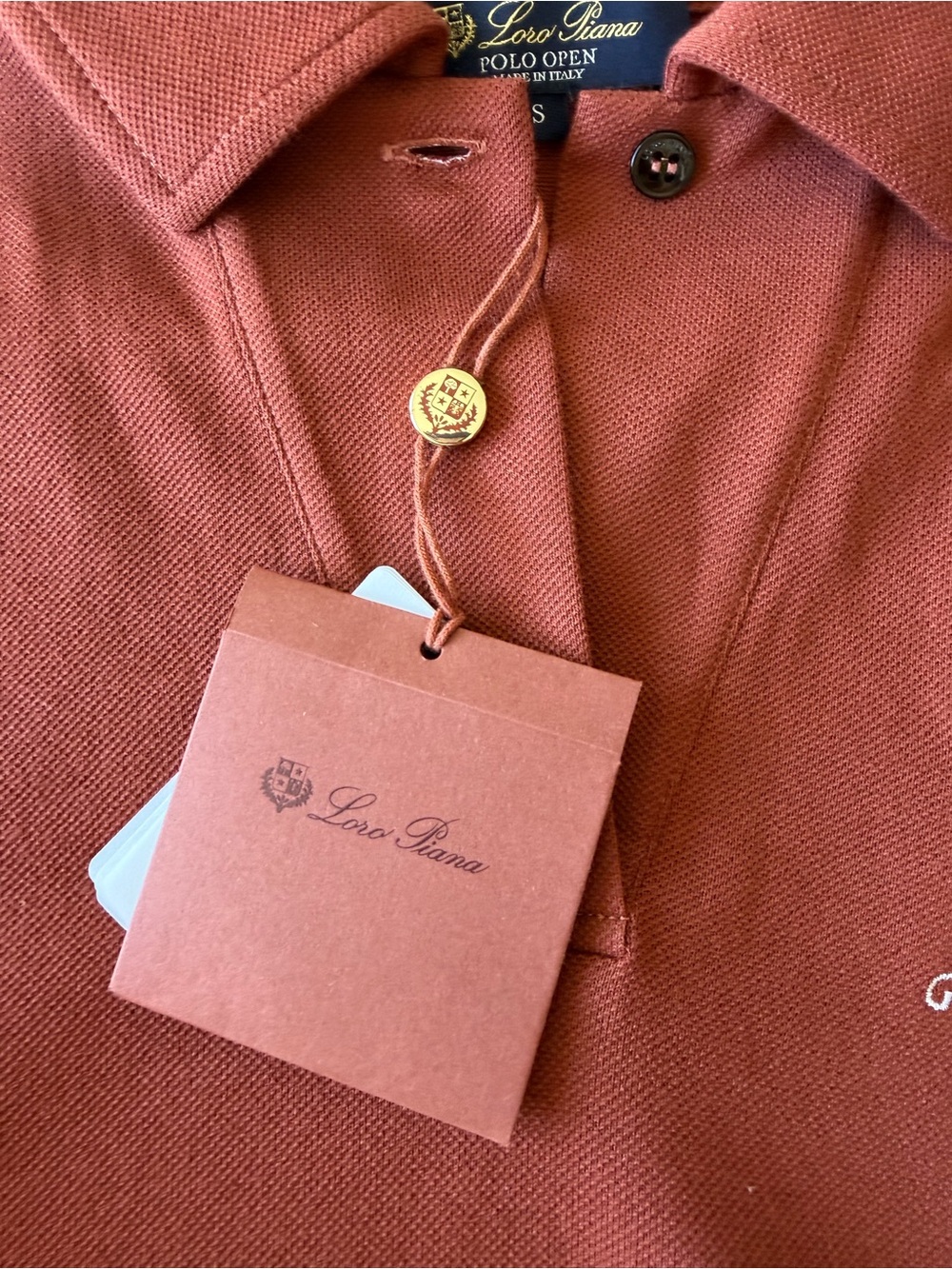 NWT Loro Piana Giraglia 2026 Open Pique Cotton Polo Shirt Rust Terracotta Sz S - Picture 3 of 7